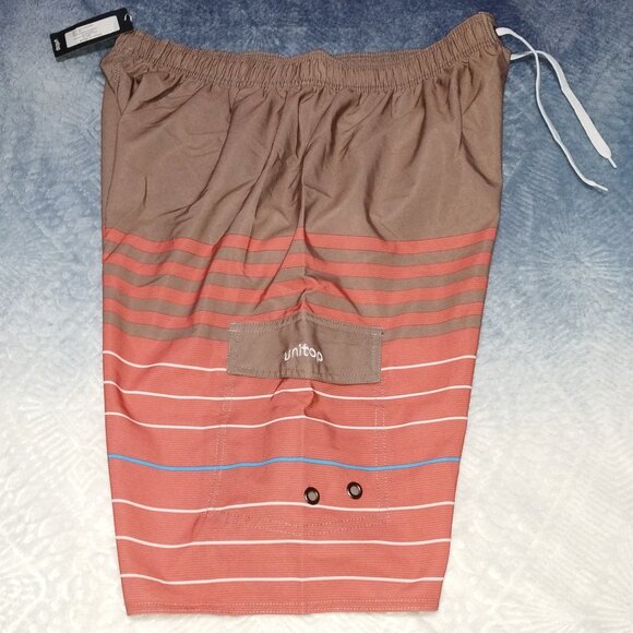 Men's unitop Swim Trunks Size 38 (See measurements) NWT-Tan/Coral/White/Blue. - Picture 4 of 8